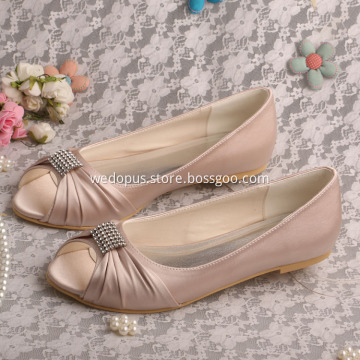 Wedopus Open Toe Nude Bridal Shoes Sale